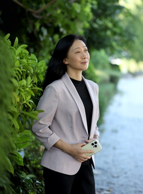 丹同款 琳丹乐2025新品粉紫西装外套微叭裤套装59512