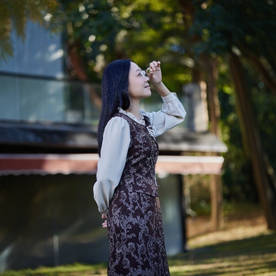 琳丹乐 丹同款 2024新品棕花假两件连衣裙49200