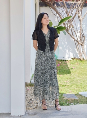 丹同款琳丹乐2025新品绿色豹点连衣裙雪纺裙58051搭配小外套58089