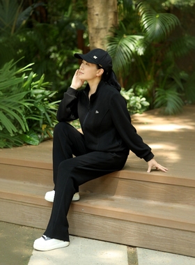 丹同款 琳丹乐2025冬季新品黑色休闲显瘦时尚德克绒两件套装59051