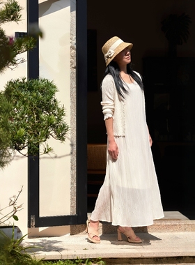 丹同款 琳丹乐2025新品杏色背心裙雪纺连衣裙58095