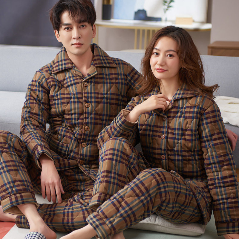 圆人情侣睡衣女秋冬款加厚纯棉夹棉2025中老年男士格子家居服套装,女士内衣/男士内衣/家居服,睡衣/家居服套装,淘宝优惠券,粉丝福利购,淘宝优惠卷