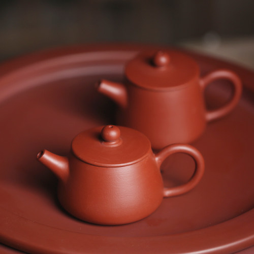 中式朱泥宽口壶易下茶功夫茶壶