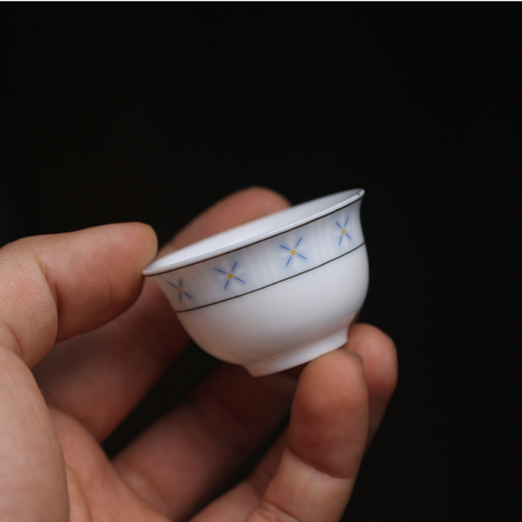 潮汕老式复古麦穗花玉兰杯高温陶瓷迷你工夫小号小茶杯品茗功夫茶