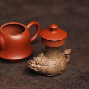霸下龙子壶盖托盖置盖子底座陶瓷陶砂小摆件摆设茶宠茶玩茶具配件