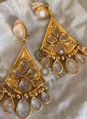 欧美sasa款轻奢Goossen*古森经典cachemire天然流苏耳环ins现货