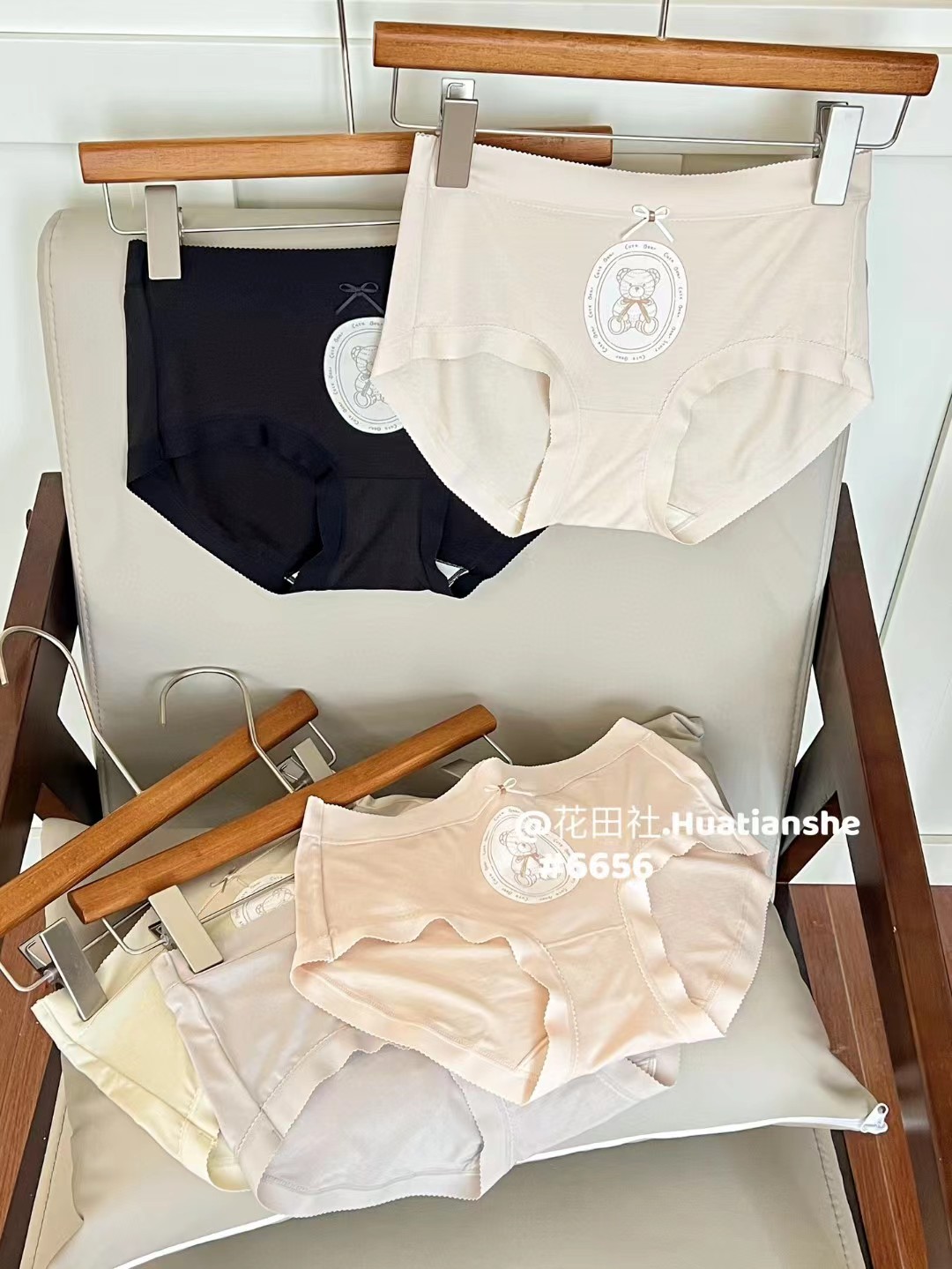 花田社6656新款日系莫代尔中腰简约女士内裤桑蚕丝裆抗菌三角裤