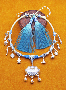 足银999宝宝平安长命锁项圈手工编织项链绳婴儿满月抓周周岁礼物