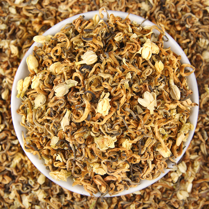 云南红茶茉莉金丝金芽蜜香金丝单芽茶特级浓香茉莉花茶500g包邮