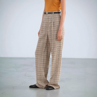 日代 AURALEE SILK LINEN CHECK SLACKS 26SS 丝麻格纹单褶休闲裤