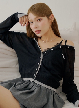 日代 Chico Bicolor Lame Sheer Cardigan 25AW 休闲纽扣开衫