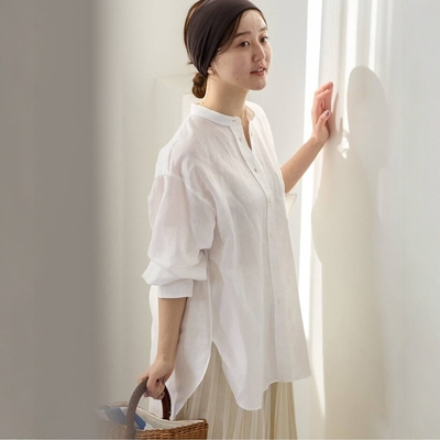 IENA苎麻莱赛尔立领衬衫