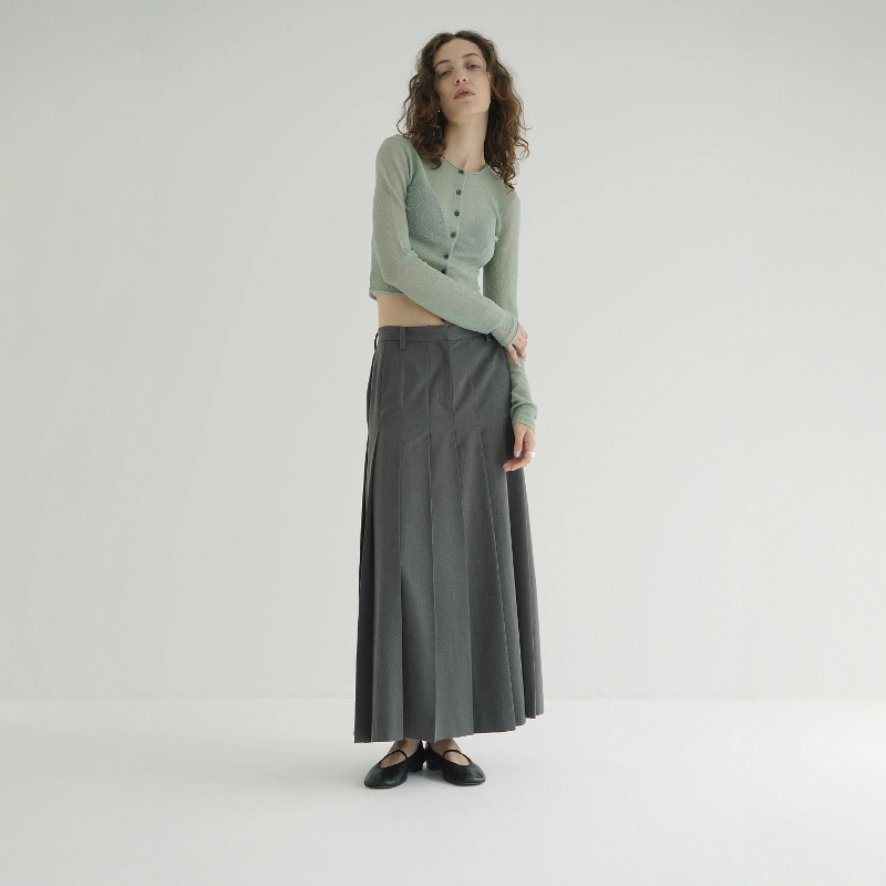 CLANE休闲宽褶半身裙长裙