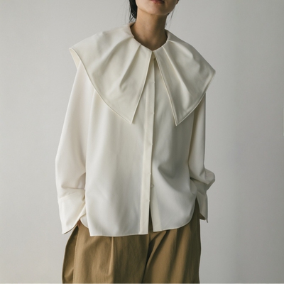 STYLEMIXER优雅超大领褶裥衬衫