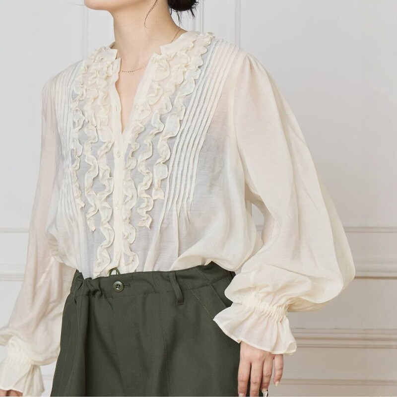 日代 IENA Frilled Organ Blouse 25AW 荷叶边褶裥风琴褶皱衬衫