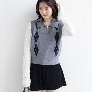 Argyle Collared Knit Vest 菱形针织背心马甲 日代 25AW Kastane