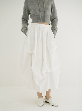 日代 CLANE TUCKING VOLUME SKIRT 25AW 不对称抽褶蓬蓬半身裙