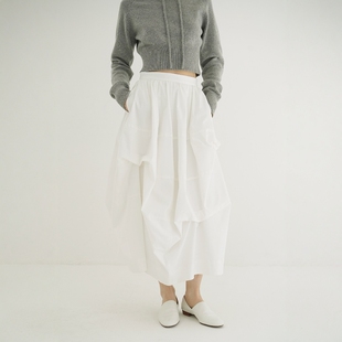 日代 CLANE TUCKING VOLUME SKIRT 25AW 不对称抽褶蓬蓬半身裙