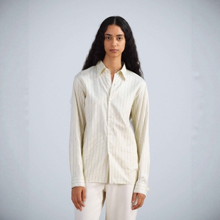 SILK STRIPE 衬衫 AURALEE 棉丝条纹长袖 COTTON 26SS 日代 SHIRT