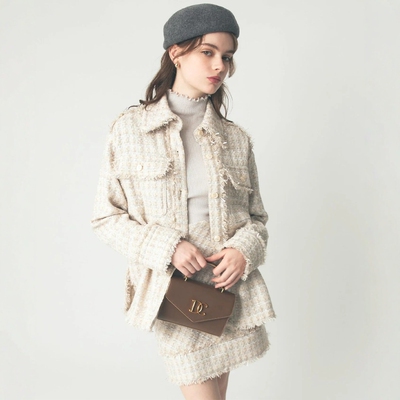 DEICY小香风粗花呢流苏夹克