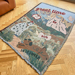 一无是处小狗乐园挂毯棉线沙发垫老虎椅背靠巾单人沙发毯床盖毯子