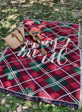 出口韩国MerryChristmas红色喜庆圣诞节装饰挂毯沙发毯万能盖巾巾