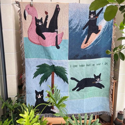 一无是处小猫韩版治愈系艺术挂毯