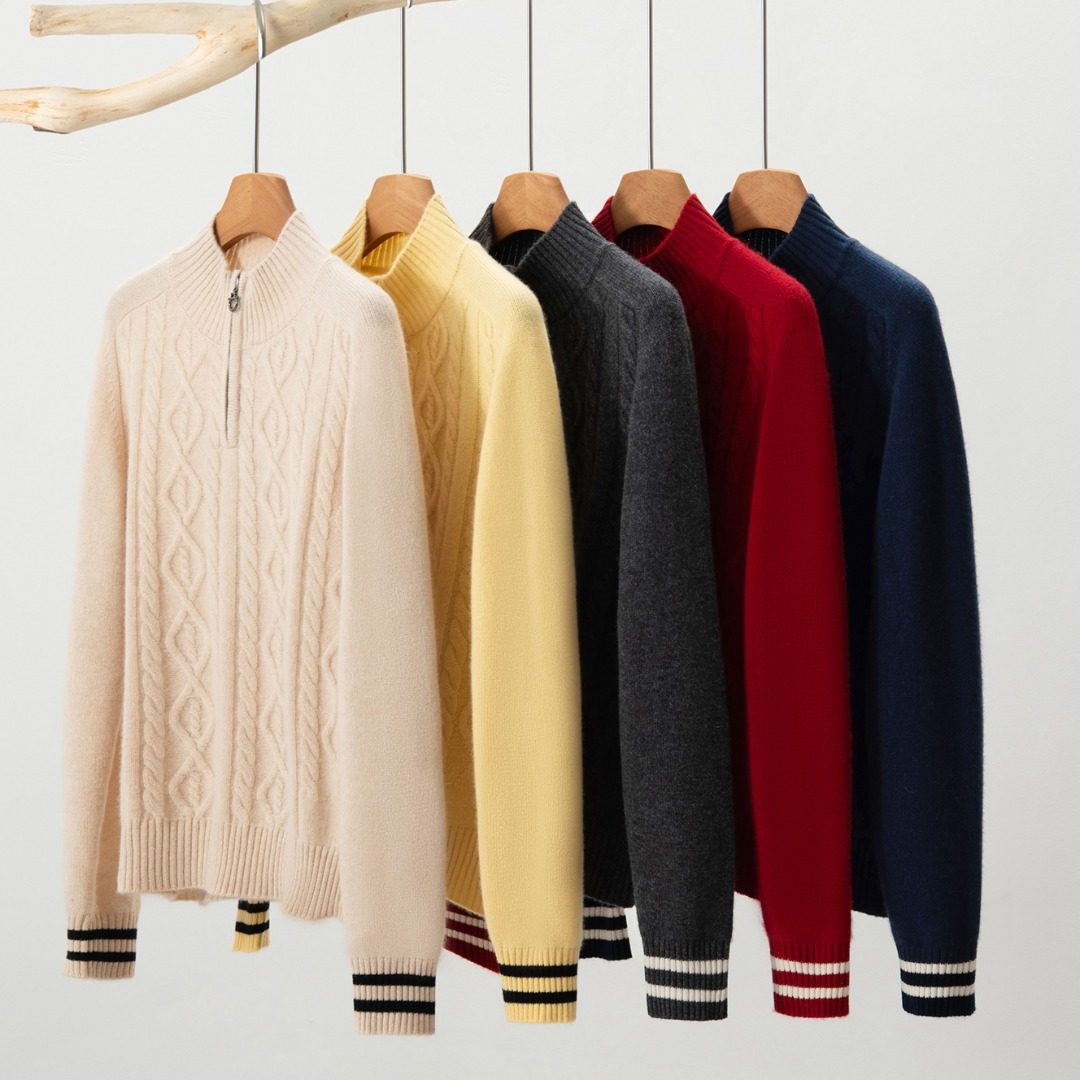 半拉链加厚麻花 100%山羊绒女长袖半高领套头秋冬毛衣打底针织衫,女装/女士精品,羊绒衫,淘宝优惠券,粉丝福利购,淘宝优惠卷