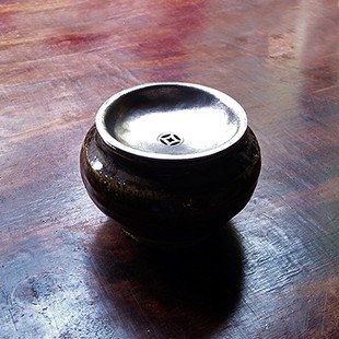 质素堂 多款民国黑釉陶罐钱孔锡盖建水 人文茶道器物 水盂 水方