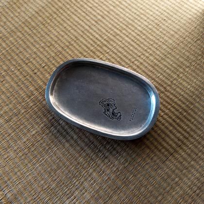 茶道椭圆形刻绘紫砂壶承