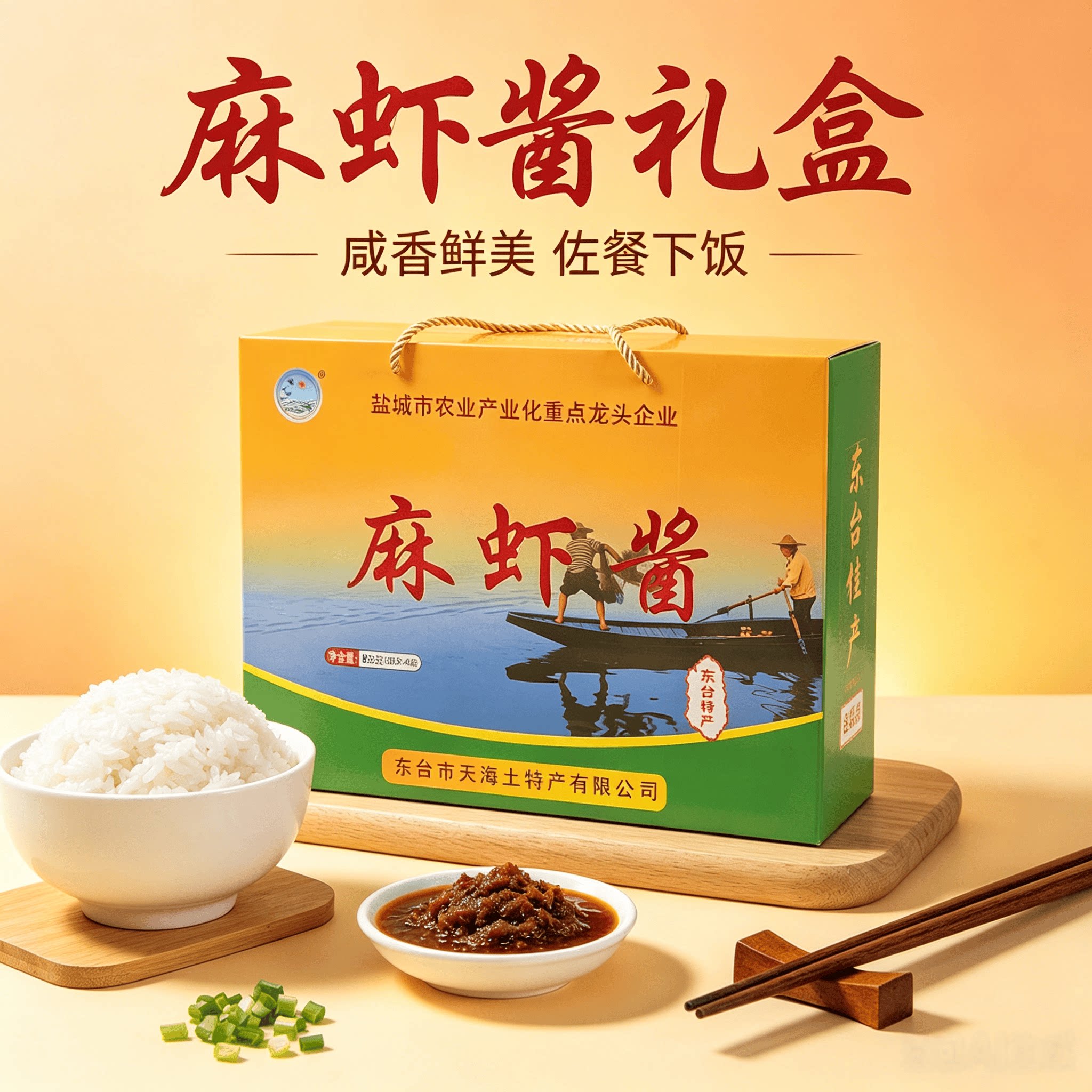 麻虾酱4瓶礼盒即食特色虾酱盐城特产海鲜酱自制东台麻虾酱拌饭酱