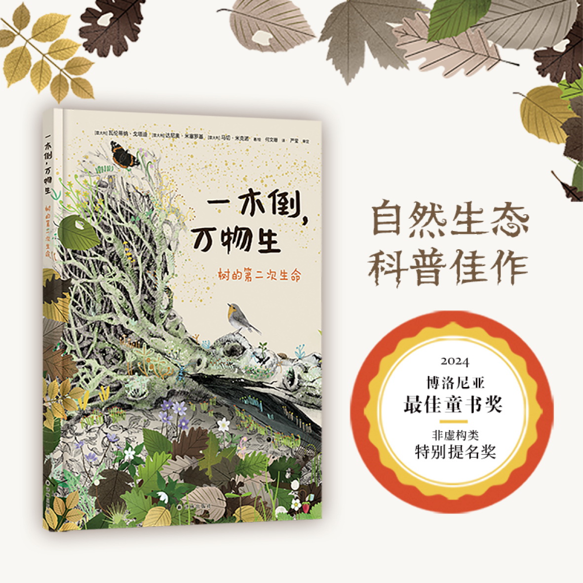 一木倒,万物生:树的第二次生命 博洛尼亚童书奖科普作品讲述植物界的“鲸落”现象 少儿科普阅读绘本森林人与自然和谐生态学译林