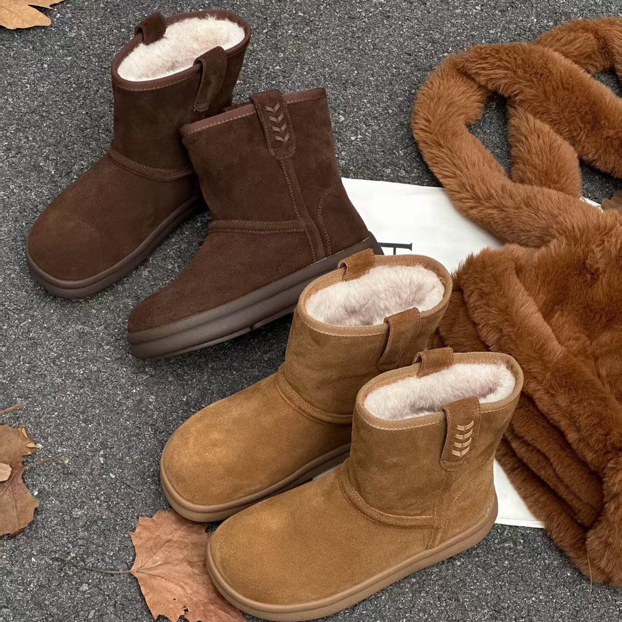 真皮雪地靴舒适百搭休闲鞋