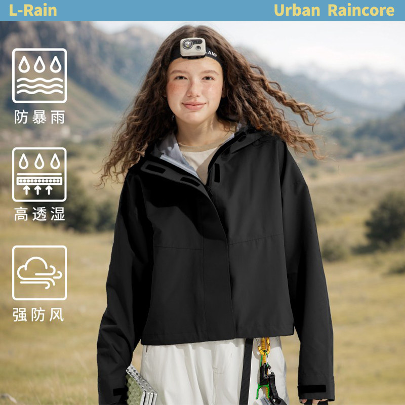 冲锋衣女款2026新款户外防风防雨防晒运动外套小个子短款休闲夹克