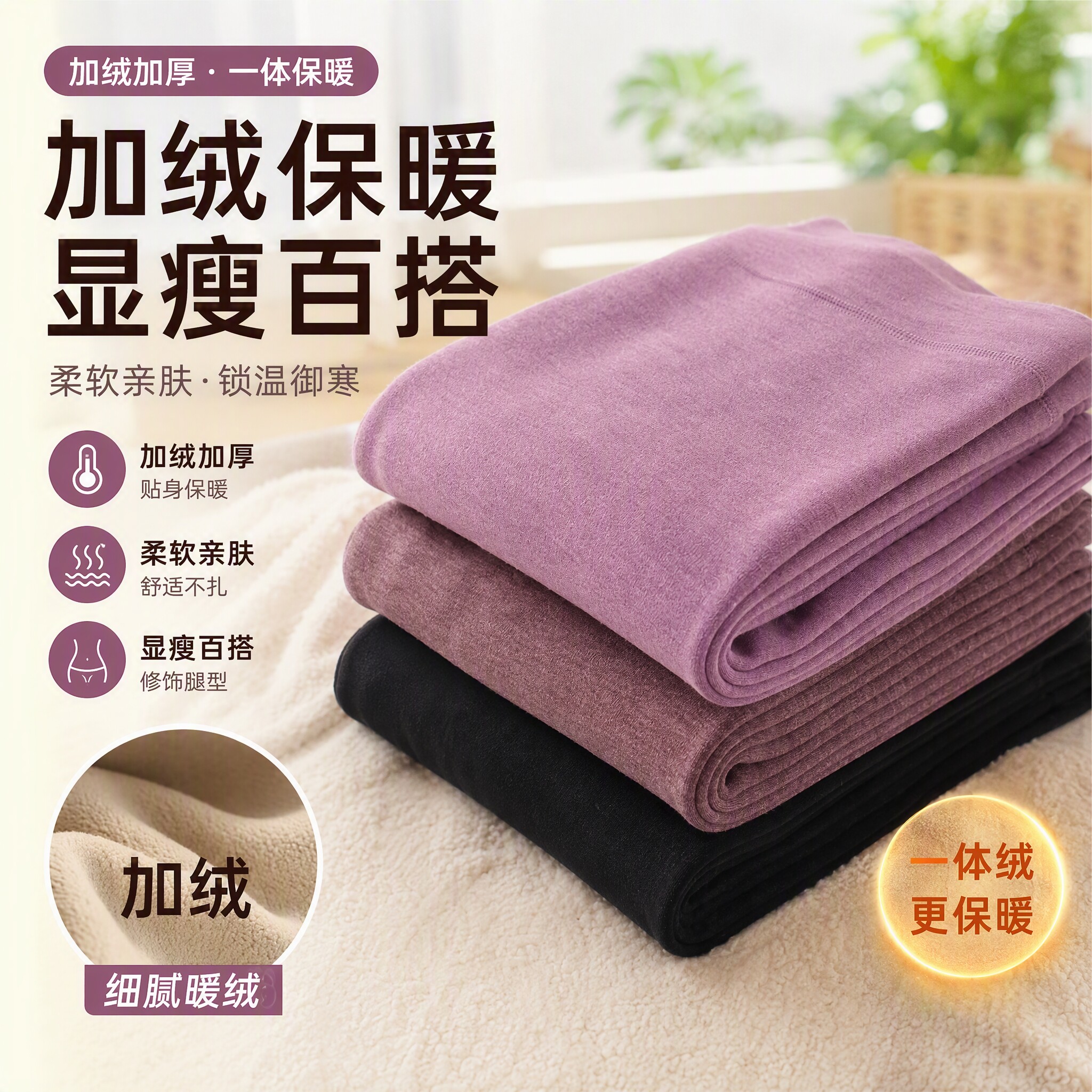 妈妈保暖裤女士加绒中厚绒裤线裤加护膝大码加肥加大初冬保暖裤女