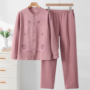 线裤 加厚秋裤 宽松肥大睡衣 松口敞口裤 中老年女士德绒保暖睡衣睡裤