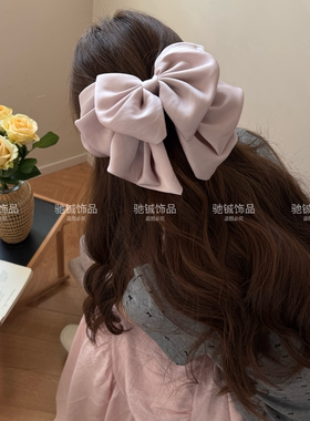 温柔法式～缎面三层蝴蝶结马尾夹高级感半披发抓夹优雅后脑勺发卡