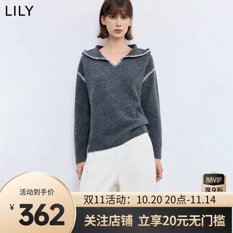 LILY2025冬新款女装含羊毛针织衫