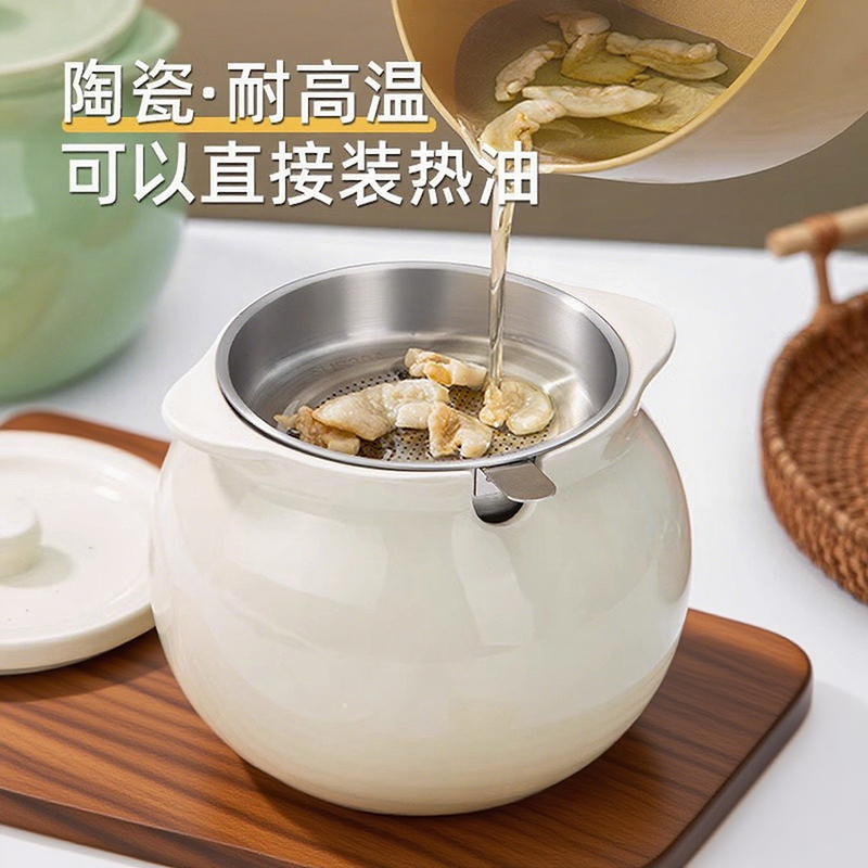 猪油罐陶瓷耐高温食品级容器带盖