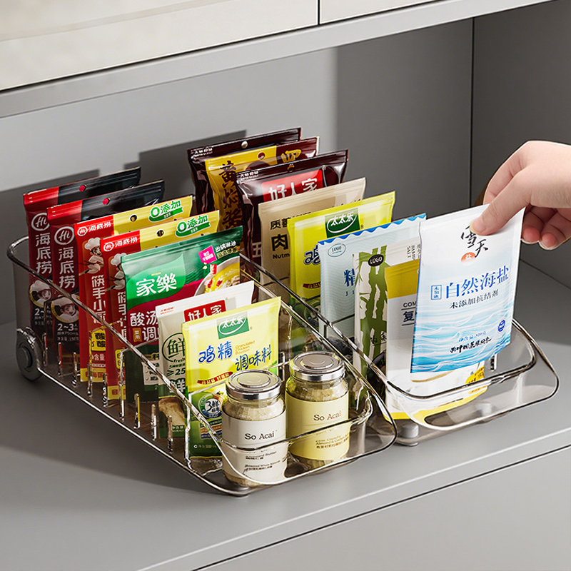 调料收纳盒带轮台面调味品置物架