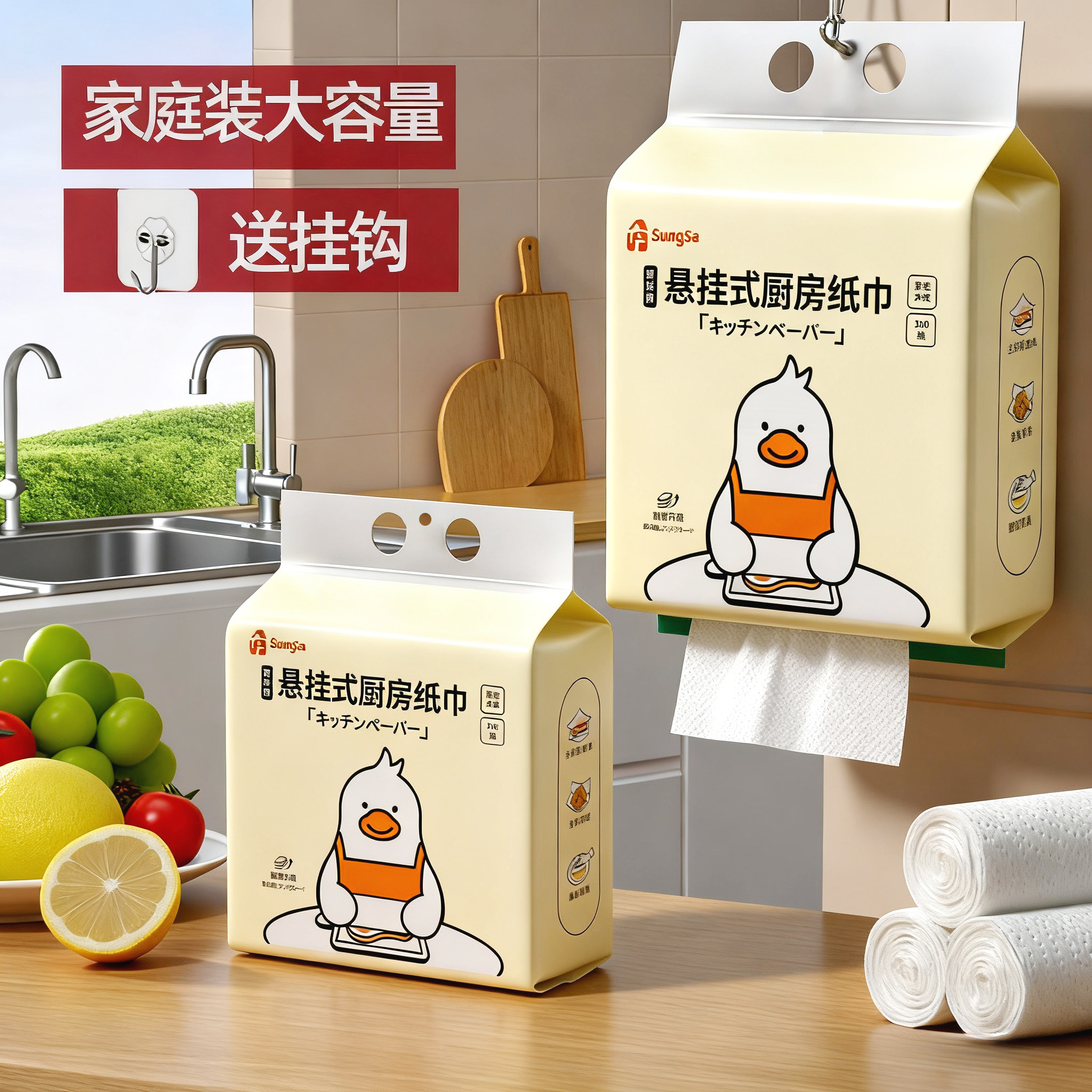 日本厨房专用纸巾悬挂式抽纸生鲜肉类吸水吸油厨房用纸加厚擦手纸