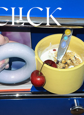 click甜甜圈大把手陶瓷马克杯创意可爱韩国ins风带盖 釉下彩礼盒