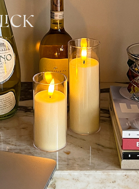 Click 亚克力仿真摇曳蜡烛象牙白LED电子蜡烛灯节日氛围商用家用