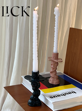 Click家居欧式手捏不规则烛台创意陶瓷艺术摆件北欧风格烛光晚餐