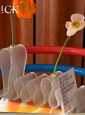 Click亚克力不规则波浪形插花瓶水培花器装饰摆件小众原创设计