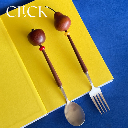 click可爱苹果&梨子餐叉餐勺