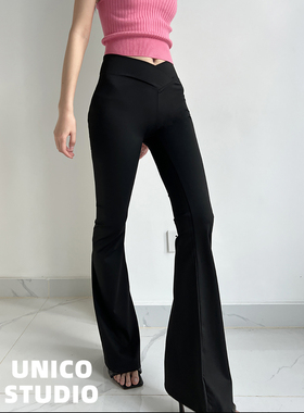 V腰神裤！欧美超模喇叭裤辣妹显瘦高腰马蹄瑜伽健身拖地打底长裤