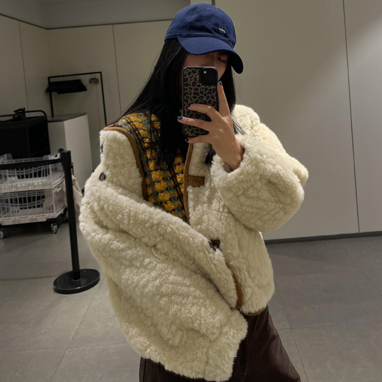 皮毛一体麂皮绒正反两穿机车服外套女26秋冬短款仿羊羔毛皮草夹克