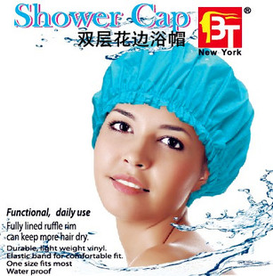 浴帽 防水浴帽 淋浴帽 成人浴帽 双层花边 加大Luxury Shower Cap