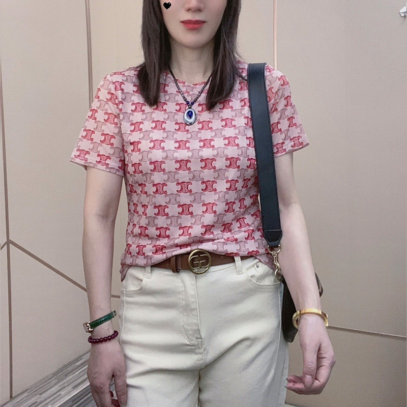 欧货2025夏季女装新款圆领短袖T恤女大牌洋气时尚遮肚体恤衫上衣T
